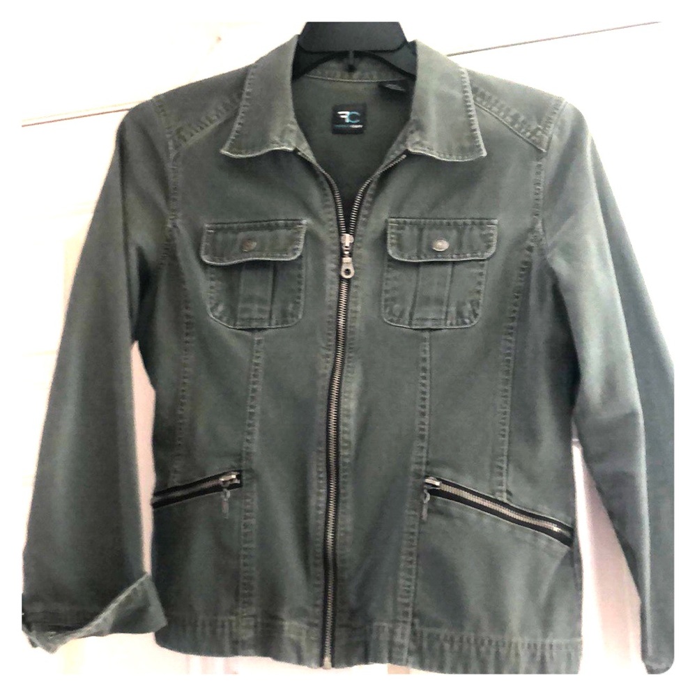 Army green denim utility jacket